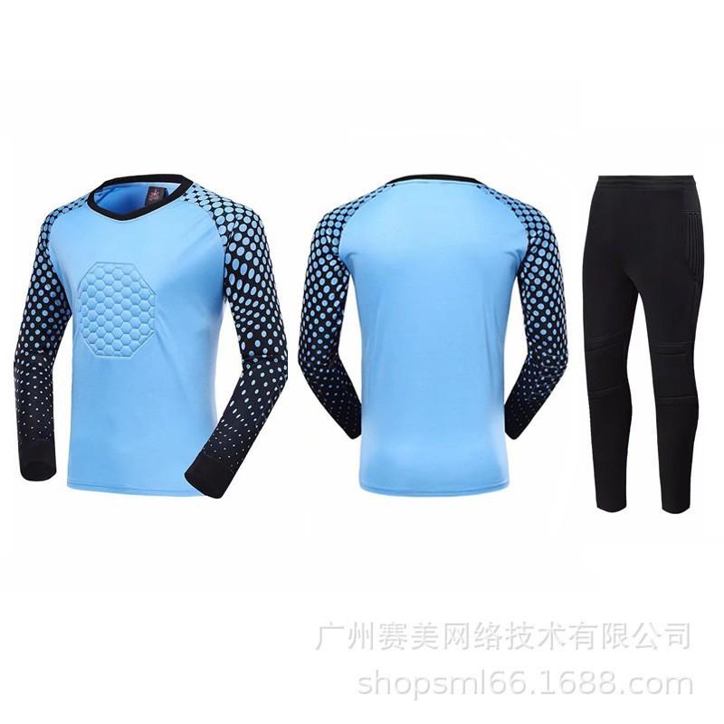 Football Goalkeeper Uniform Set Adult Children Long-sleeved Sponge Pads Match Training Jersey