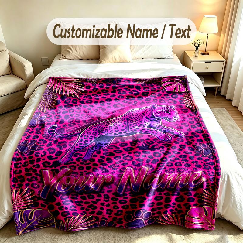 Neon Theme Custom Blanket Personalized Name & Text Customized Soft Warm Throw Blanket Home Decor