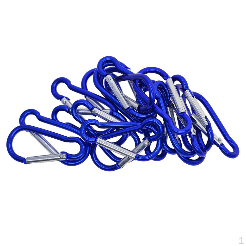 10 . Carabiner Keychain with Screw Aluminum Alloy Hook Locking синий