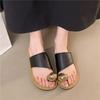 Metal Buckle Toe Slippers for Women In Summer 2025, Flat Bottomed Clip Toe Sandals, Soft Soled Beach Sandals