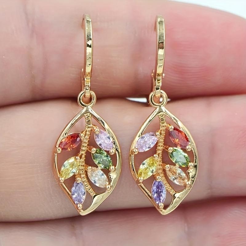

Многоцветный мистический кубический цирконий женские висячие серьги в виде листьев ювелирные изделия
