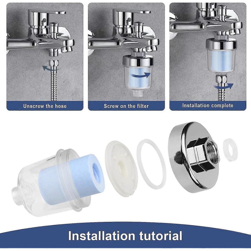 Pack Of 2 Shower Filters For 1/2 Inch Connections, Shower Filter With 10 Interchangeable Blue Filters - DD