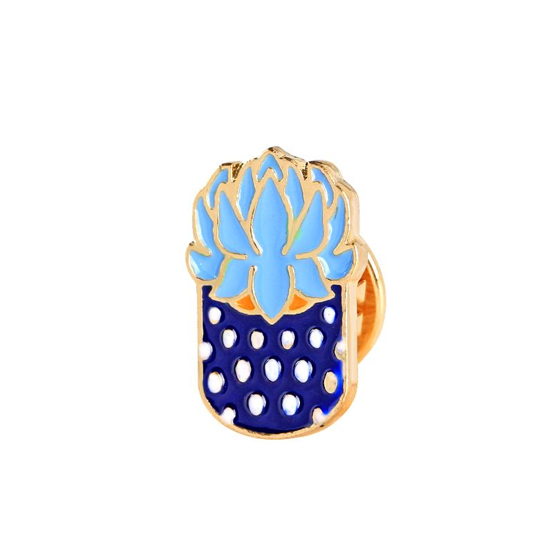 19 Styles Summer Cup Potted Design Enamel Brooches Mini Cactus Potted Plant Shaped Pins Women Girls Gardening Backpack Badge