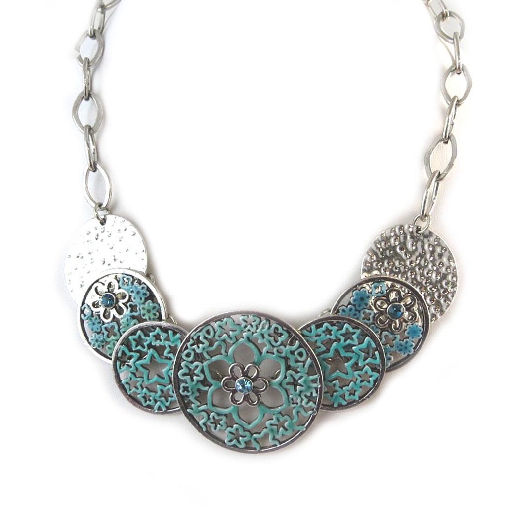 NOA [G0512] - Collier Créateur 'Paquerettes' turquoise