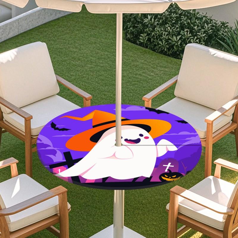 Outdoor Round Table Cover With Umbrella Hole Waterproof Elastic Edge Patio Garden Deck