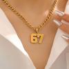 Stainless Steel Punk Tag Necklace Letter Pendant Neck Chain Fashion 67 Necklace  for Men Women