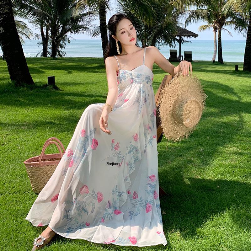 Fairy Floral Spaghetti Strap Summer Dress for Beach Vacations