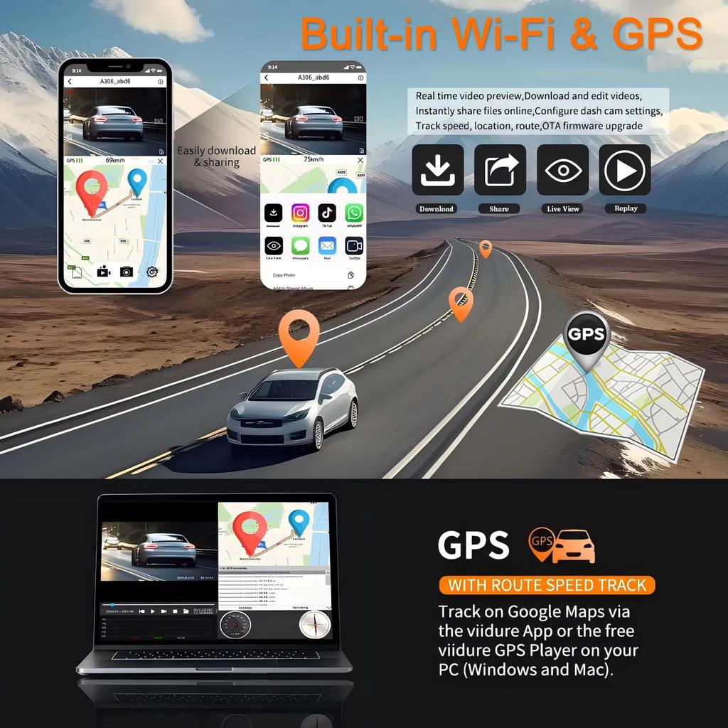 2025 New Car Dash Cam 4 Channel Driving Camera with WiFi 1080P Front Left Right Rear Night Vision Loop Recording Black Box Car Assecories