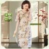 Pasite Summer New Chinese Style Floral Print Short Sleeve Qipao Dress