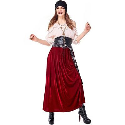 Femei Adulte Exploratori Marini Oceanici Căpitan Pirat Somalez Set Top Fustă Accesorii Cap Centură Costum Cosplay Halloween Ținută Joc de Rol
