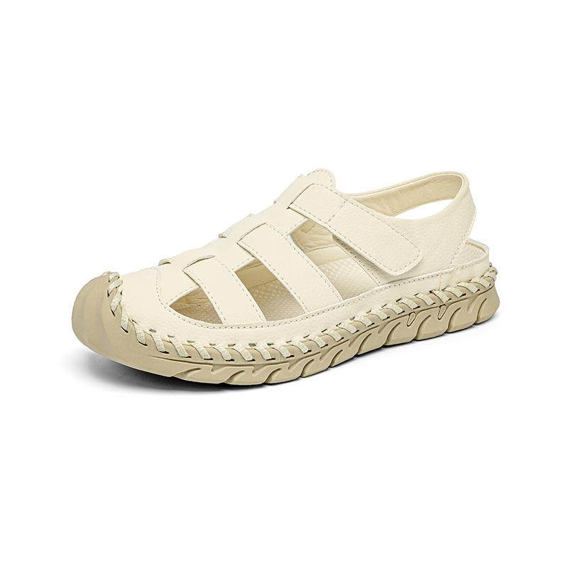 Fashion Anti-collision Toe Flats Summer Mens Sandals Leather Man Casual Shoes Comfy Roman Sneakers Outdoor Men Leather Beach Footwear