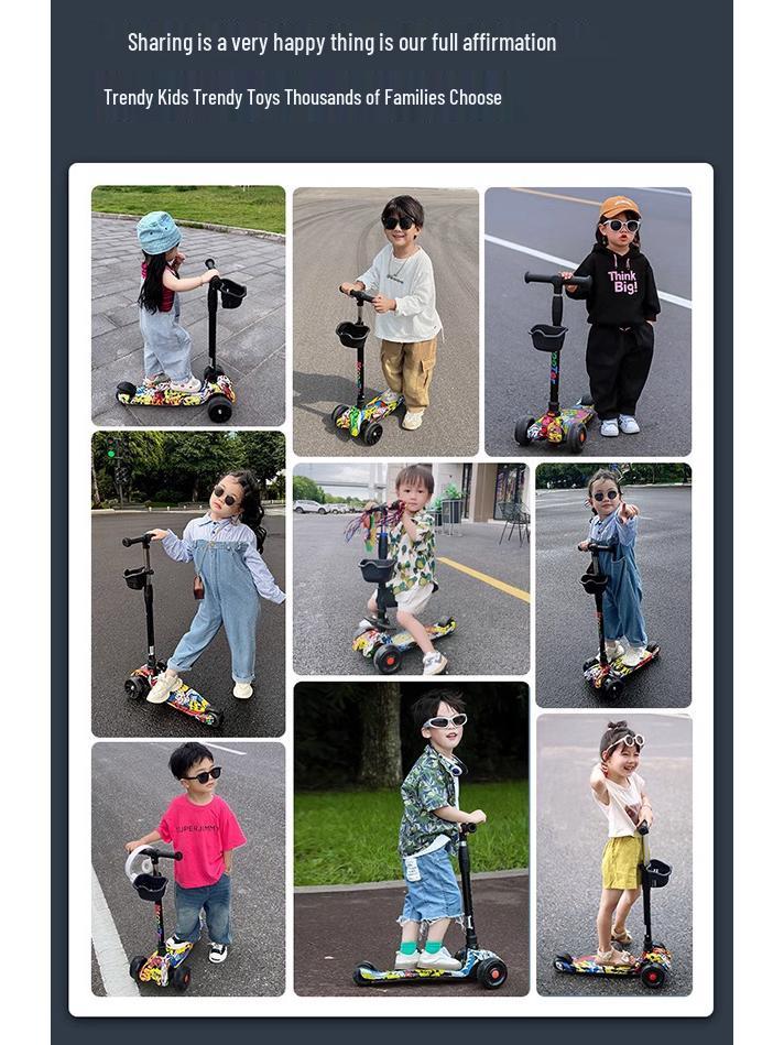 Children's Foldable Scooter for Ages 3-12, Pedal Model, Suitable for Boys and Girls
