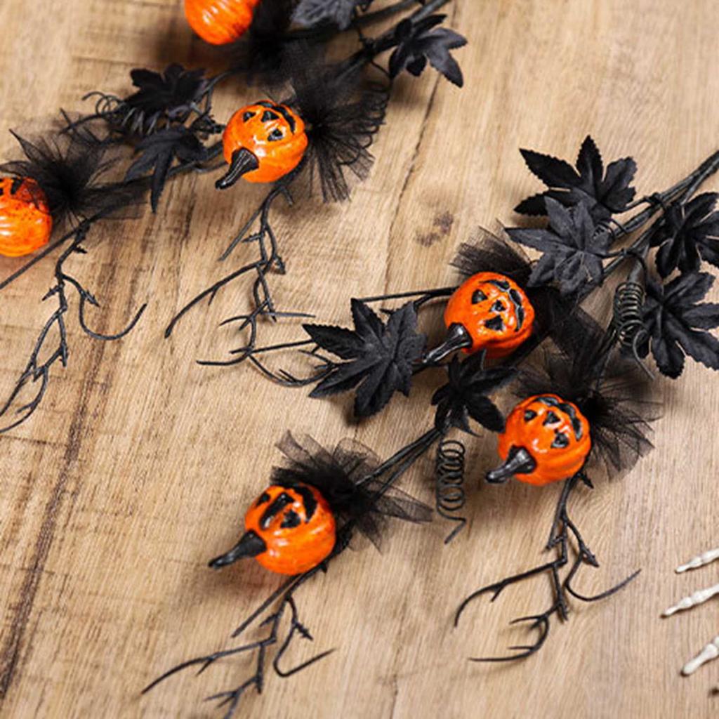 Horror Branch Multifunctional Horror  Pumpkin Maple Stem for Home Decoration Pumpkin Branch Pumpkin Cuttings Bouquet