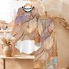 Ombre Print Two Piece Outfit Women Long Sleeve Irregular Hem Tunic Top Wide Leg Pants Casual Matching Set