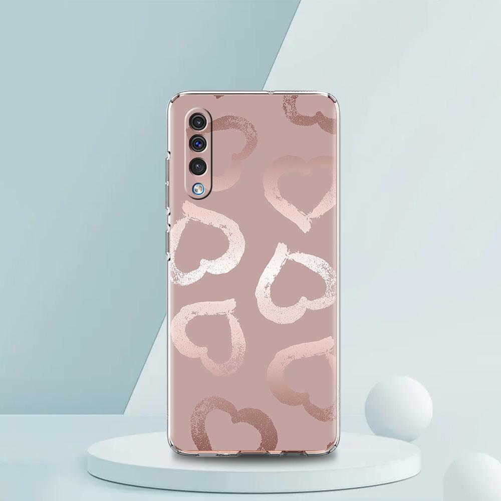Gold Rose Love Heart Phone Case For Samsung A16 A14 A12 A22 A32 5G A34 A42 A52 A54 A50 A70 A30 A40 A20E A10S A02S A04S A06 Cover