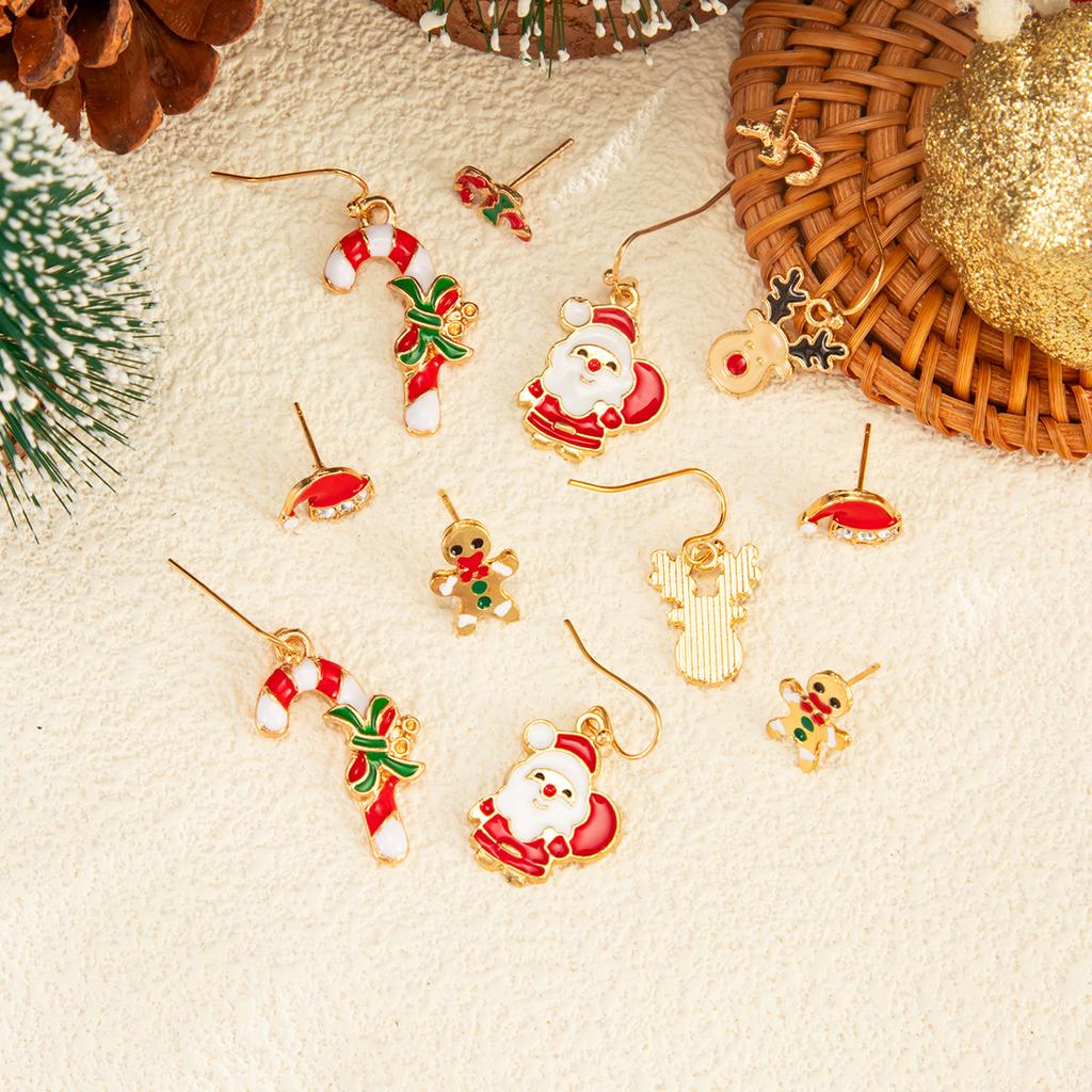 Applicable Christmas Versatile Oil Drop Snowflake Elk Drop Stud Earrings Sweet Bow Christmas Hat Earrings Women