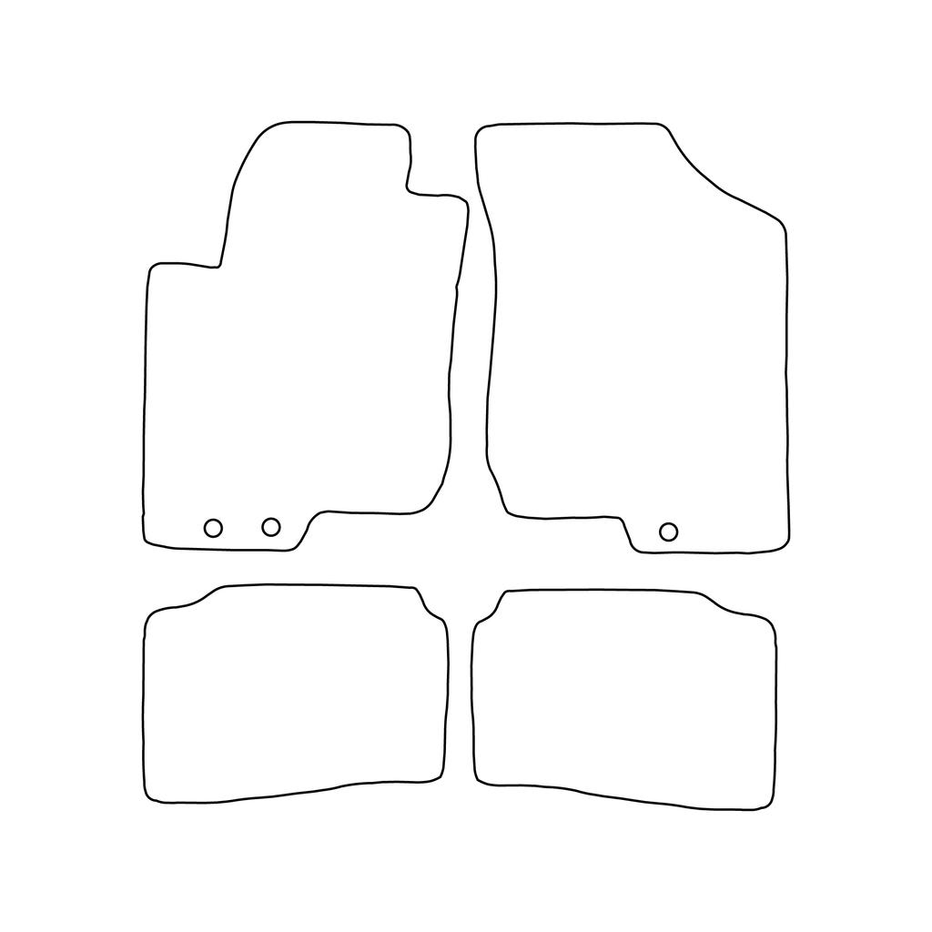 [BLM]KI004 Red - Set of Velour Floor Mats Suitable for Hyundai I30 I 2007-2012 - Red Trim