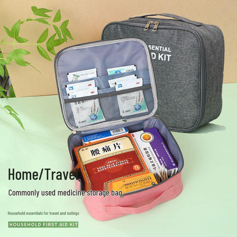 Portable Student Dorm First Aid Kit and Medicine Travel Bag