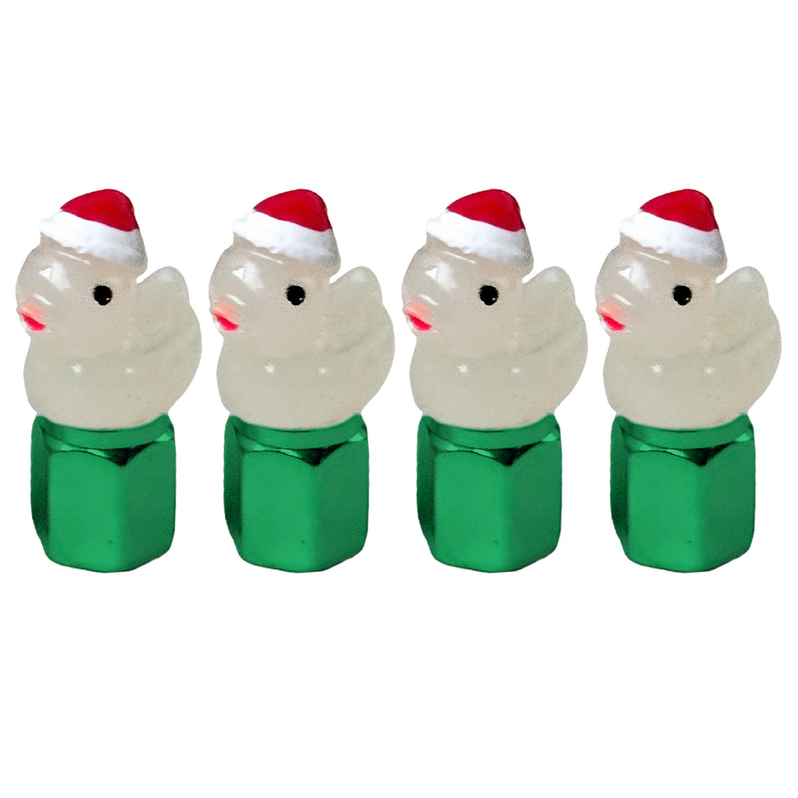 

4Pcs Christmas Duck Glow in The Dark Tire Valve Caps Auto Tire Valve Stem Caps Tire Air Valve Caps for Cars Motorcycles Bicycles зелений