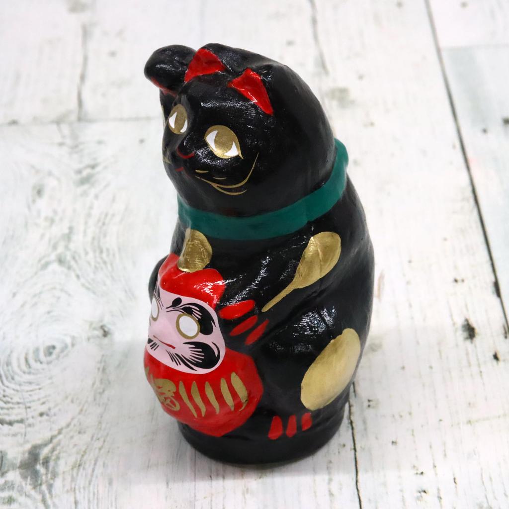 Made In Japan Lucky Daruma Cat Black (Small)
