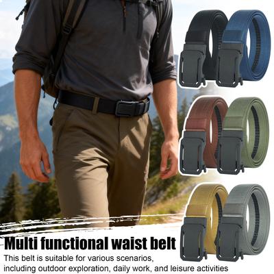 Upgraded Version Thickened Double-Layer Nylon Belt With Automatic Buckle, Slide Buckle Belt For Men 780D