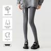 Graue, mit Samt gefütterte Leggings für Damen - Warme, dicke, kältebeständige Strumpfhose mit No-Drop-Design für Herbst & Winter