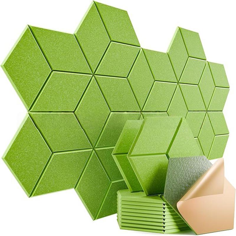 12 Stück Selbstklebende Sechseckige Akustikplatten Akustikschaumplatten Y-förmiges Design Absorbiert Geräusche Hintergrundwand Dekor