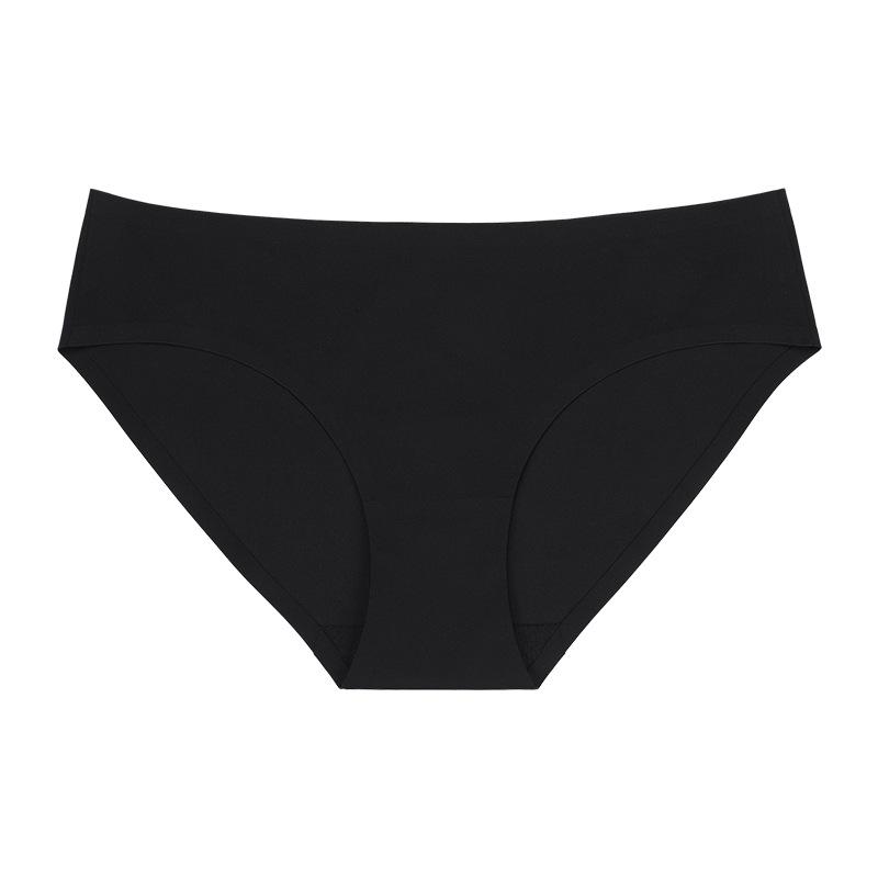 

Foreign trade sexy large size ice silk underwear seamless non-clip hip pure cotton crotch breathable sports briefs S чёрный