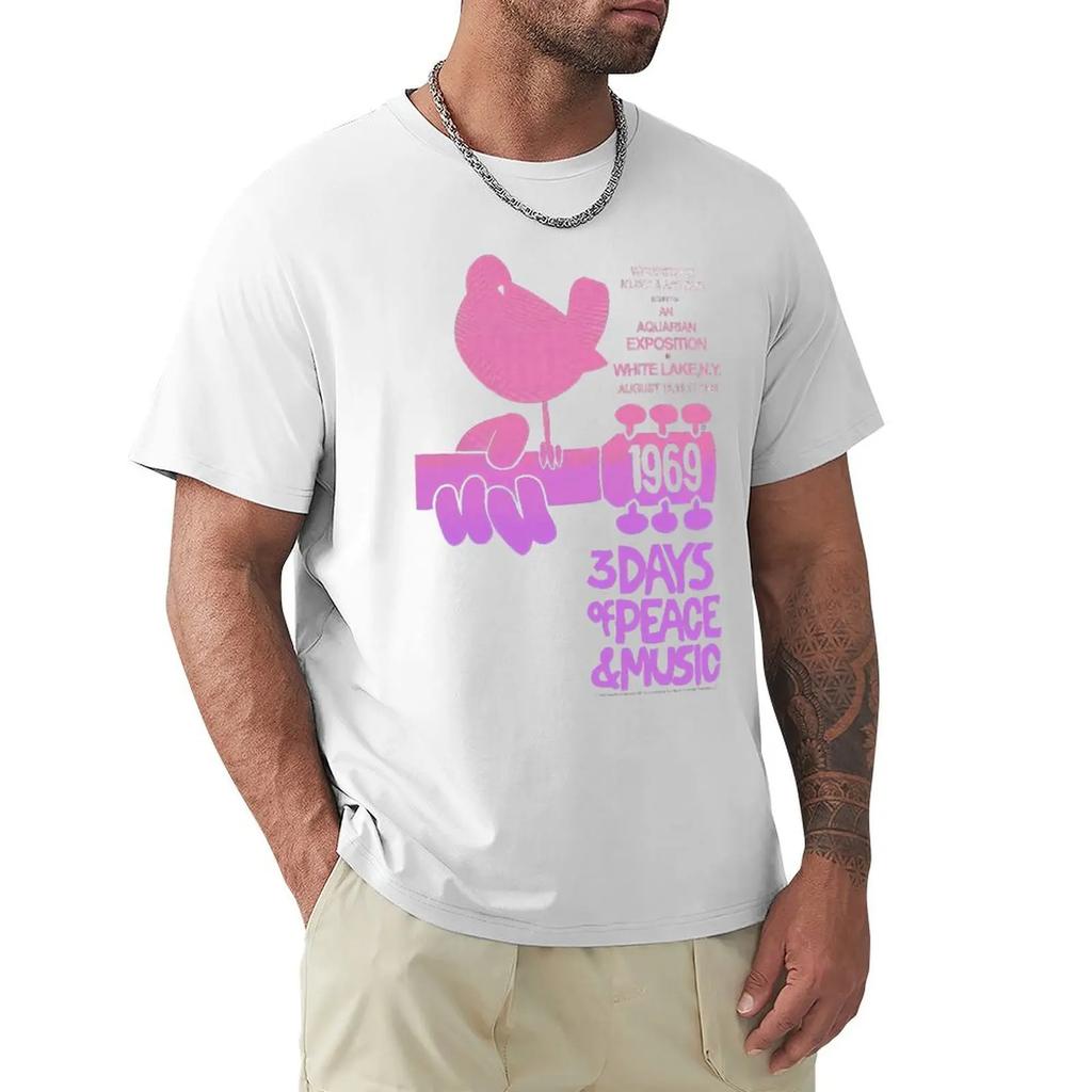 Woodstock - Camicia Acquario Rosa T-shirt a Maniche Corte Moda Maglietta di Cotone T-shirt Top