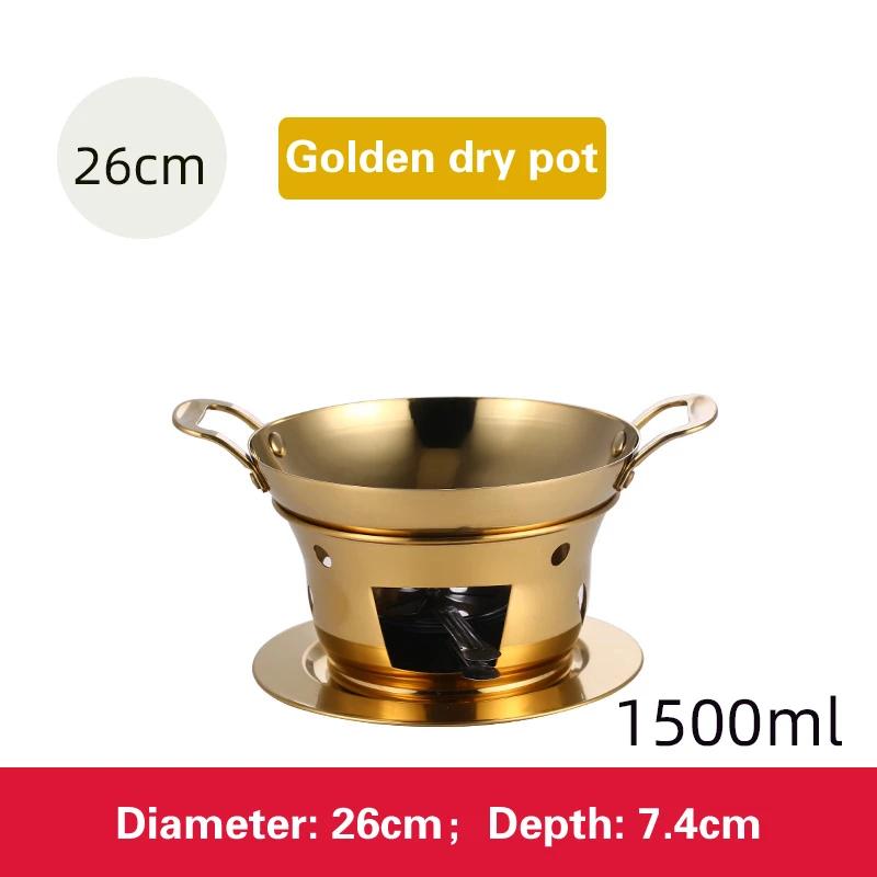Dry Boiler Commercial Solid Fuel Boiler Golden Alcohol Furnace Chafing Dish Buffet Korean Pot Thickened Stainless Steel Hot Pot