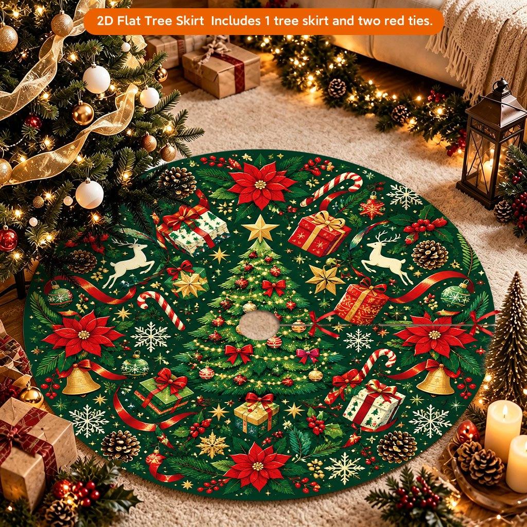 1pc Christmas Tree Skirt, Festive Christmas Tree Decor, Festive Printed Holiday Tree Base Cover, Reusable Decorative for Living Room, Bedroom, Home, O