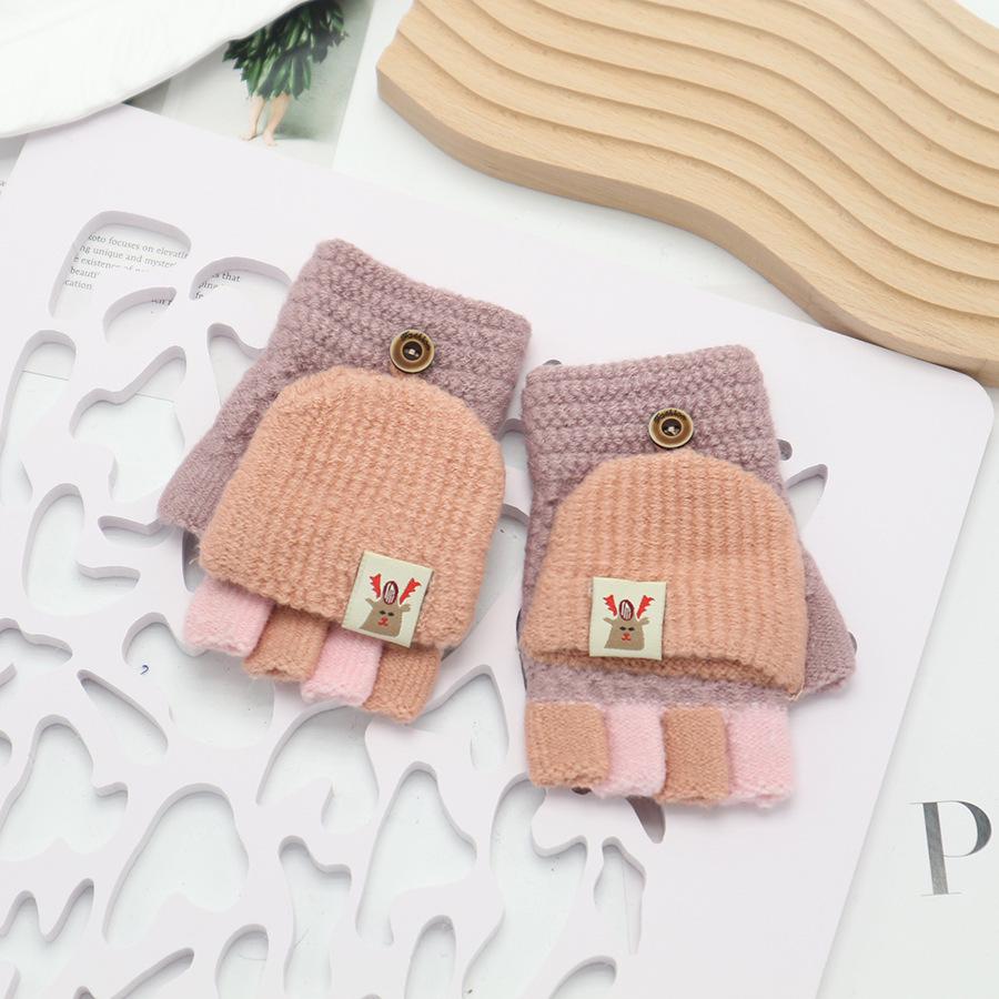 Kids' Winter Fingerless Flip-Top Writing Gloves – Warm Half-Finger Gloves for Boys & Girls