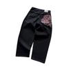 RogueWave Cherry Blossom Selvedge Embroidery Denim Pants Y2k Retro Casual Baggy Straight Wide Leg Jeans High Quality Hiphop Streetwear