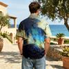 Men's Casual Short Sleeve Shirt Cotton Linen Blend Button Down Collar Lightweight Breathable Summer Top