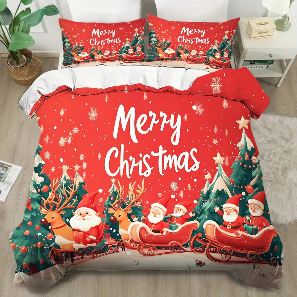 Comforter Merry Christmas Bedding Set 3D Printed Soft Single Double Size Bed Set Christmas Home Decorations