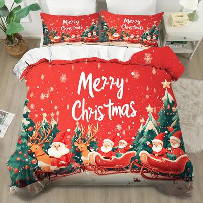 Merry Christmas Bedding Set 3D Printed Duvet Cover Set Soft Single Double Size Bed Set Christmas Home Decorations