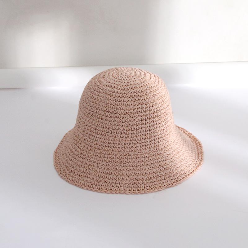 Womens Sun Hat Handmade Straw Bucket UV Protection Wide Brim Packable Travel Summer Cap Foldable Beach Breathable Sun Hat