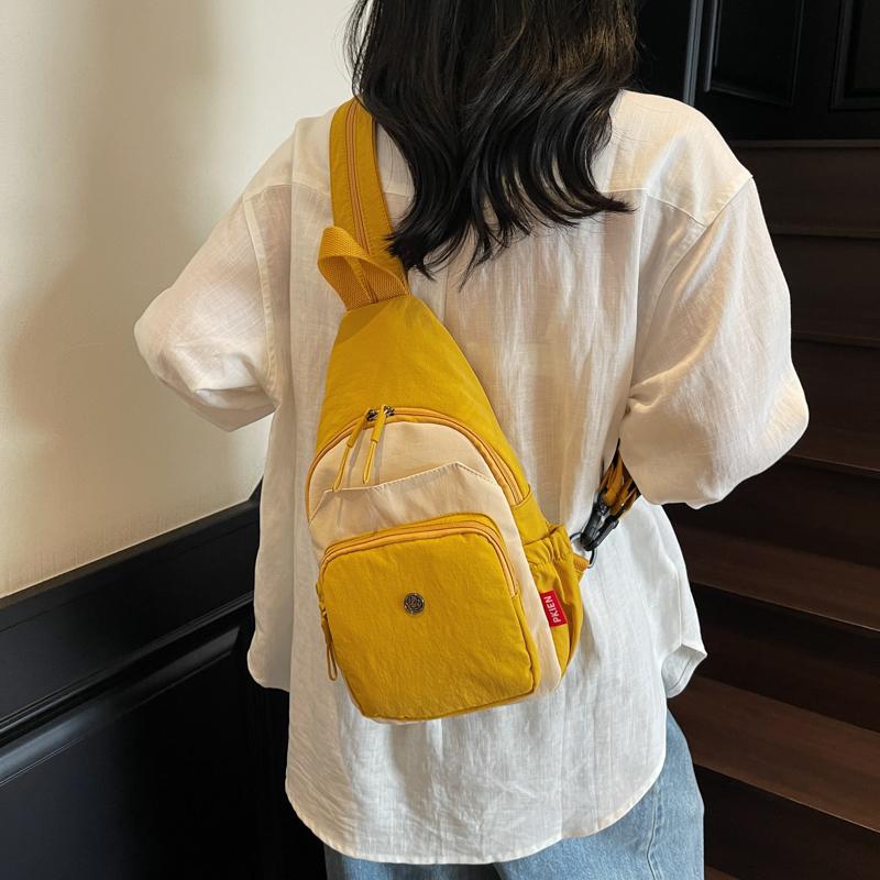 Damen Kleiner Rucksack Multifunktionale Brusttasche Kontrastfarbe Outdoor Schulter Umhängetasche