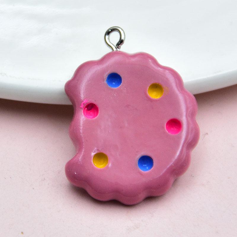 Glossy Cartoon Cookie Resin Keychain Pendant - DIY Jewelry Accessory