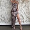Leopard Printed Sexy Backless Maxi Dress Spaghetti Strap Bodycon Dresses Lady Women Clothes Cocktail Party Club