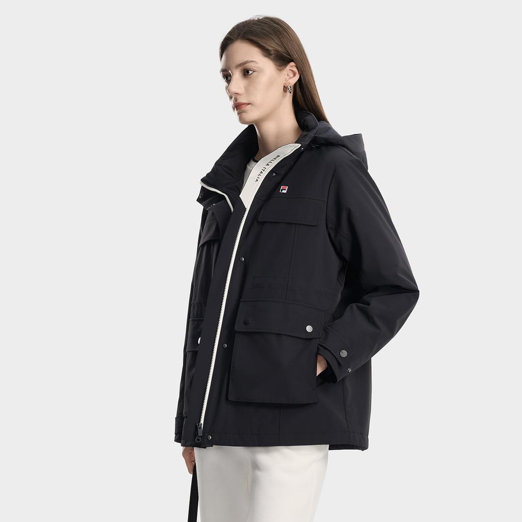 FILA Heritage Vintage Classic Comfortable Waterproof Parka Hooded Warm Cotton Jacket Women jackets F11W618901F-NV