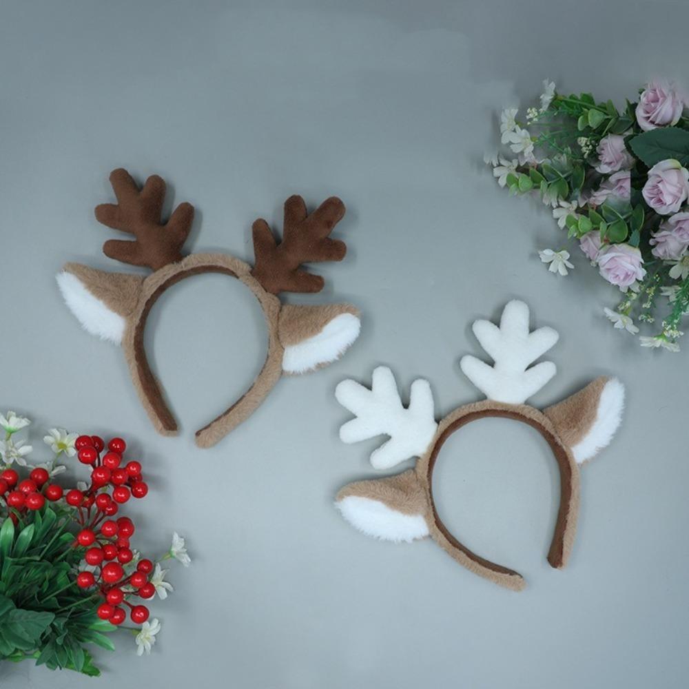 Fluffy Deer Ear Hair Hoop Faux Fur Hairband Antler Horn Hairband Hair Accessories