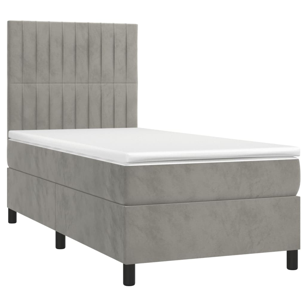 Vidaxl Letto Continentale Con Materasso, Grigio Chiaro, Velluto, 100X200Cm
