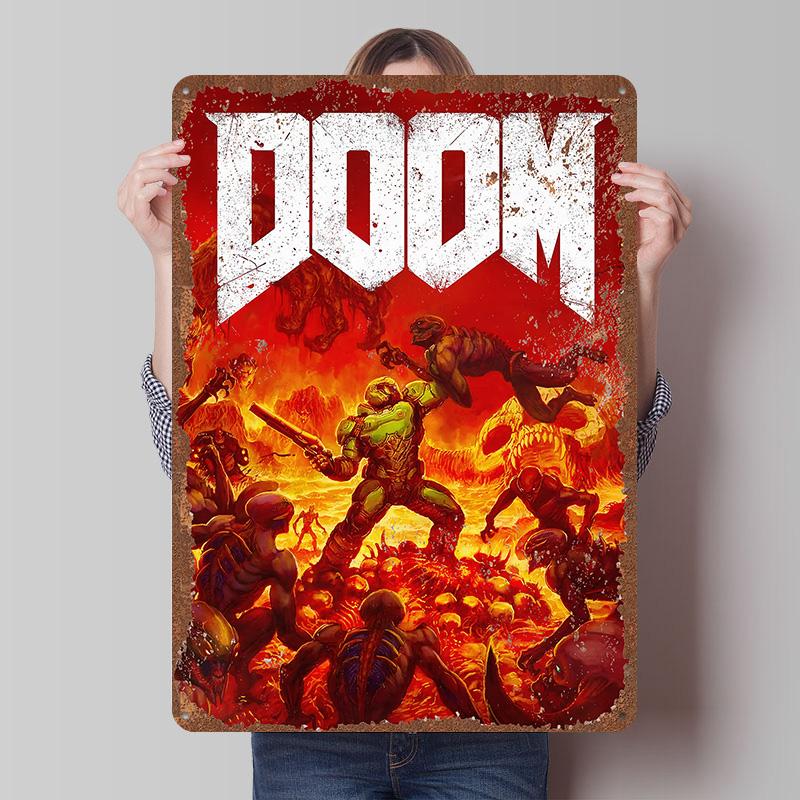 DoomS Tinplate Posters Custom Wall Art Vintage Metal Signs Retro Tin Plaque for Bedroom Decoration Gaming Home Decor Accessories
