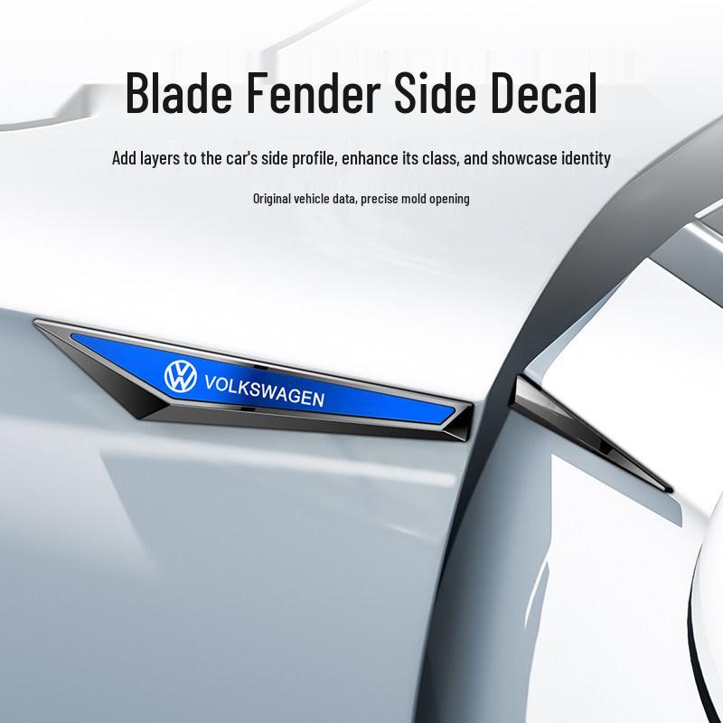 Volkswagen Fender Side Emblem Blade Metal Sticker for Golf, Sagitar, Lavida, Magotan, Tiguan, Bora