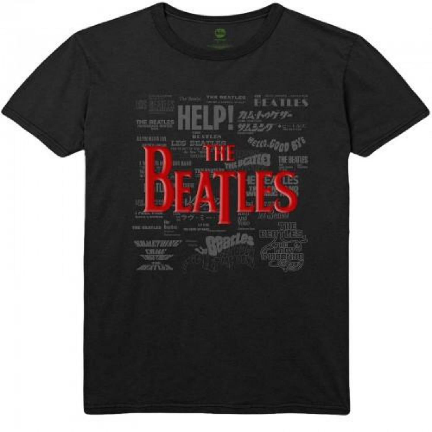 The Beatles Unisex Adult Titles Cotton Logo T-Shirt S