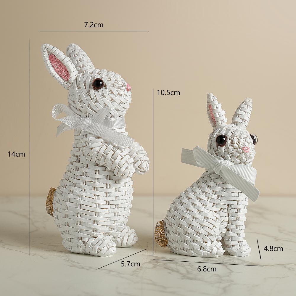 

Resin Rabbit Figurine Set - Easter Decorations and Holiday Ornaments - Elegant Bunny Sculptures for Festive Home Decor