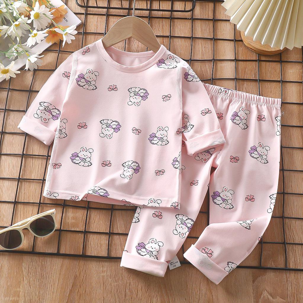 Kinder Baumwolle Langarm Pyjama Set Thermounterwäsche Weiche Bequeme Nachtwäsche Homewear A Klasse Sicherheit Kinder Loungewear