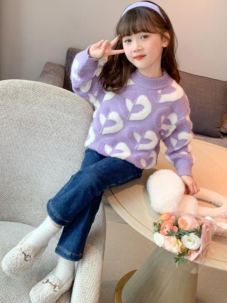 

Girls Cartoon Round Neck Sweater - Cute Knit Top for Spring & Autumn 2025 140 cm