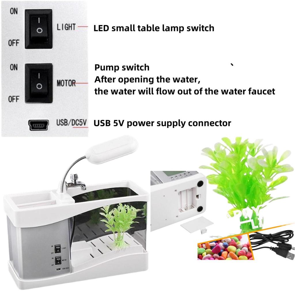Creative USB Mini Fish Tank with Desk Lamp & Pen Holder - Perfect Birthday Gift